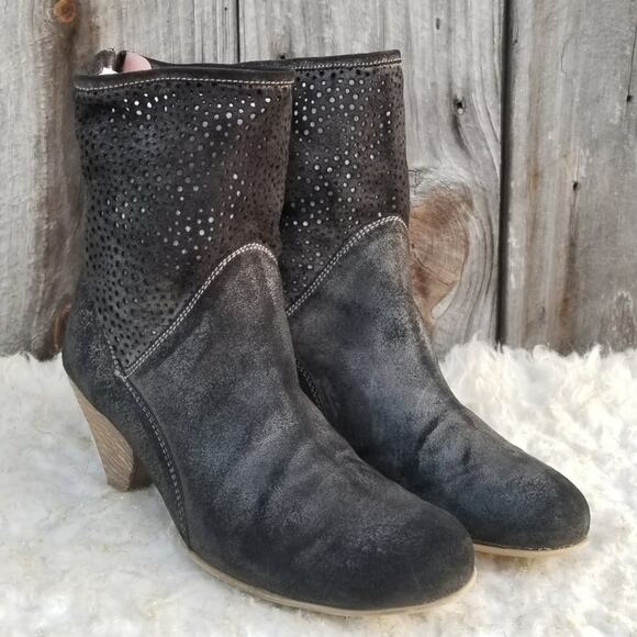 Black/Gray Leather Ankle Boots Eric Michael Lola Sabbia Lago EU Size 40 Booties - Picture 1 of 13